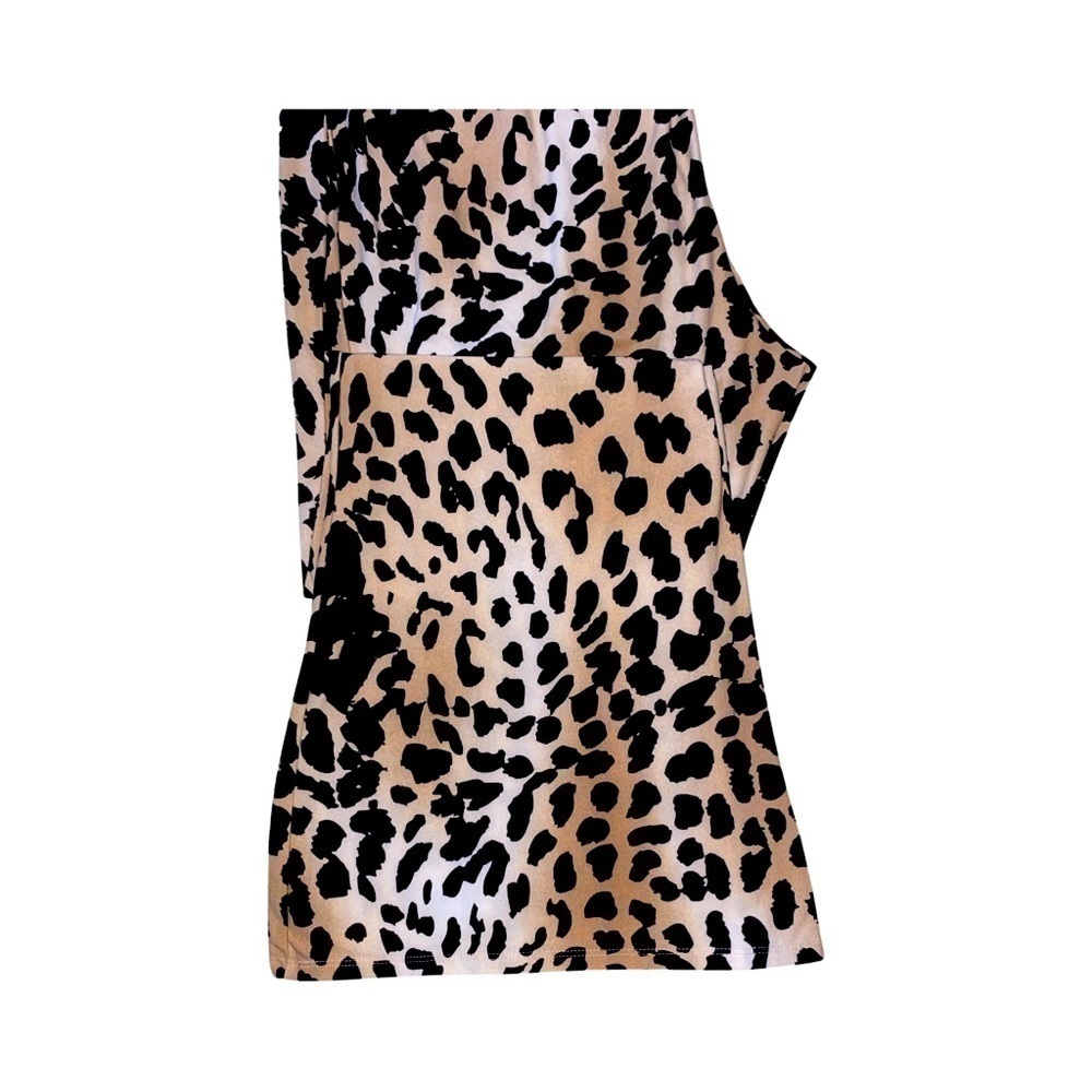 Animal Print Wide Flare Pants Tan Black 1X - Picture 7 of 9